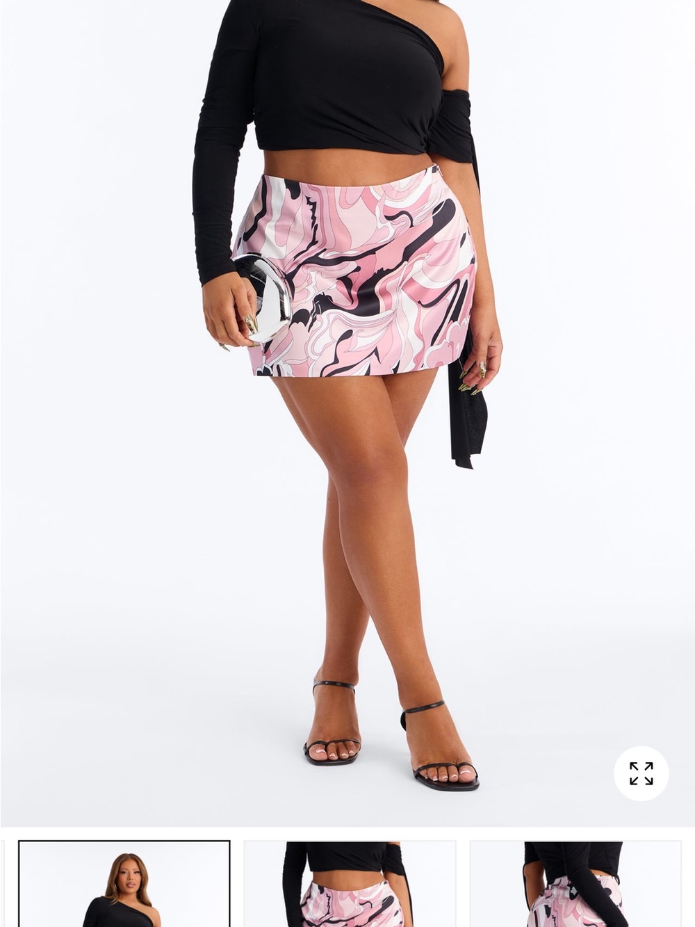 Fashion Nova Pink & Black Marble Mini Skirt